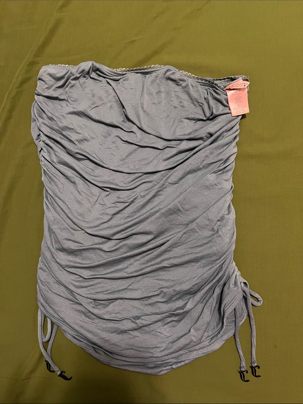 Light Gray Ruched Strapless Tube Top
